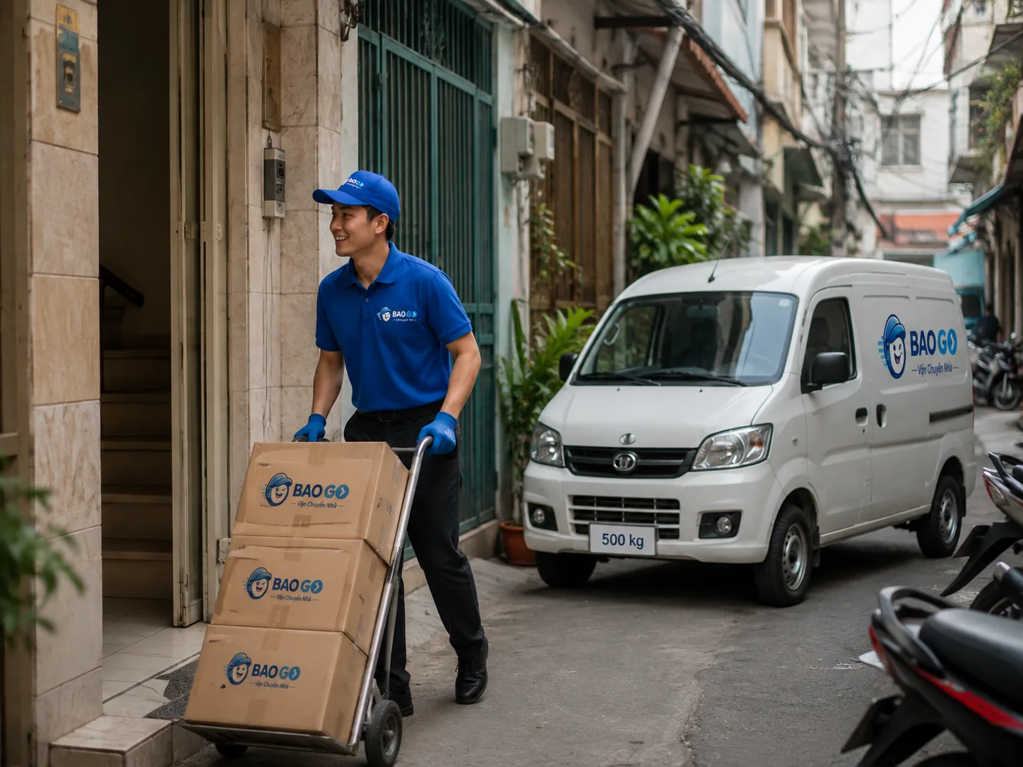 Xe 500kg của BAO GO vào hẻm nhỏ